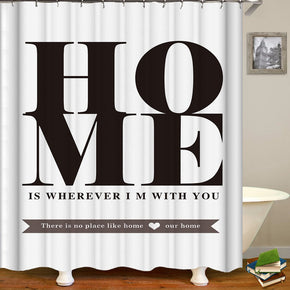Letter shower curtains fabric simplicity white polyester cloth print bathroom curtains