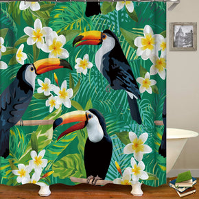 bird shower curtains fabric Human skeleton green polyester cloth print bathroom curtains