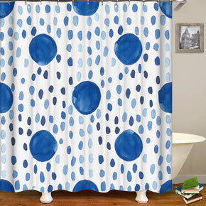 polka dot shower curtains fabric simplicity blue polyester cloth print bathroom curtains