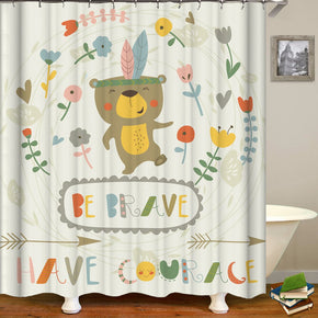 bear shower curtains fabric cute white polyester cloth print bathroom curtains