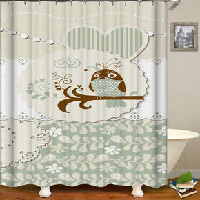 bird shower curtains fabric Human skeleton white polyester cloth print bathroom curtains