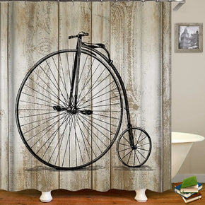 Bicycle shower curtains fabric funny cream polyester cloth print bathroom curtains