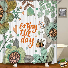honeybee shower curtains fabric cute colorful polyester cloth print bathroom curtains