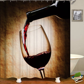 red wine shower curtains fabric funky burgundy polyester cloth print bathroom curtains