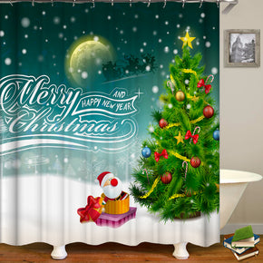 christmas shower curtains fabric Human skeleton green polyester cloth print bathroom curtains