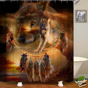 wolf shower curtains fabric awesome brown polyester cloth print bathroom curtains