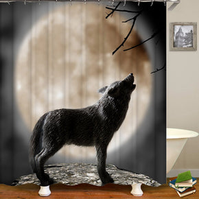 wolf shower curtains fabric awesome brown polyester cloth print bathroom curtains