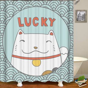 lucky shower curtains fabric cute teal polyester cloth print bathroom curtains
