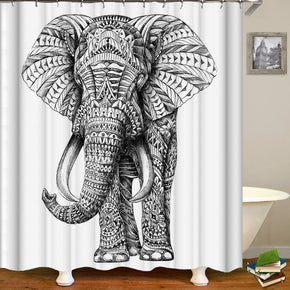 Elephant shower curtains fabric simplicity white polyester cloth print bathroom curtains