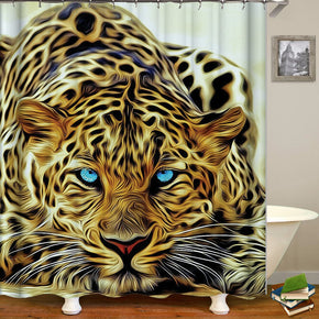 Leopard shower curtains fabric awesome yellow polyester cloth print bathroom curtains