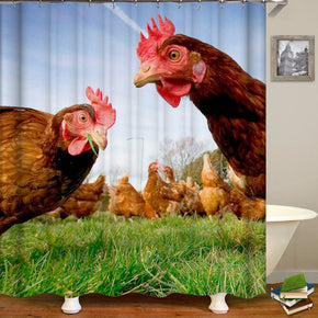 chicken shower curtains fabric Human skeleton green polyester cloth print bathroom curtains