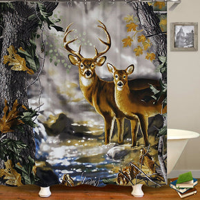 moose shower curtains fabric elegant brown polyester cloth print bathroom curtains