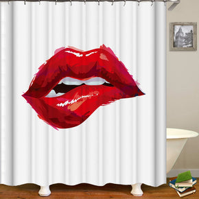lip shower curtains fabric Human skeleton red polyester cloth print bathroom curtains