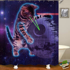 cat shower curtains fabric Human skeleton purple polyester cloth print bathroom curtains
