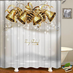 christmas shower curtains fabric shabby chic white polyester cloth print bathroom curtains