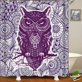 owl shower curtains fabric Human skeleton purple polyester cloth print bathroom curtains