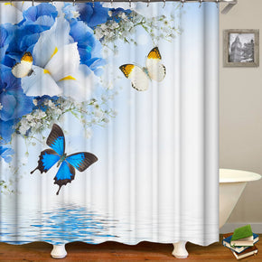 butterfly shower curtains fabric elegant blue polyester cloth print bathroom curtains