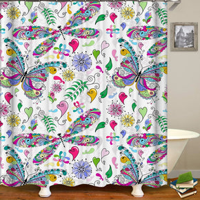 butterfly shower curtains fabric funky green polyester cloth print bathroom curtains