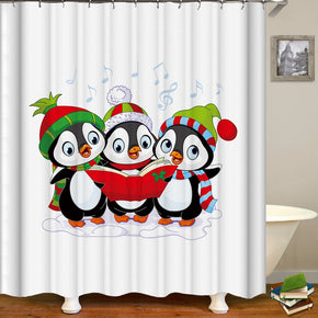 penguin shower curtains fabric cute white polyester cloth print bathroom curtains
