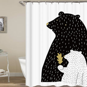 bear shower curtains fabric cute white polyester cloth print bathroom curtains