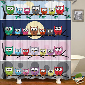 owl shower curtains fabric cute colorful polyester cloth print bathroom curtains