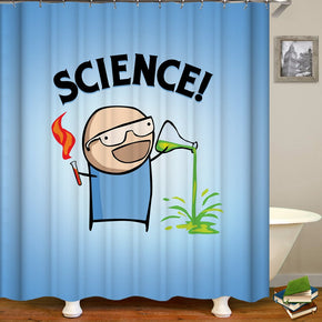science shower curtains fabric Human skeleton blue polyester cloth print bathroom curtains
