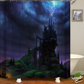 Castle shower curtains fabric awesome purple polyester cloth print bathroom curtains