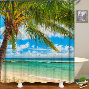 tropical shower curtains fabric luxury turquoise polyester cloth print bathroom curtains