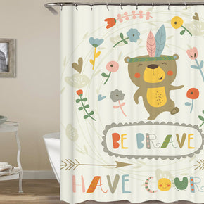 bear shower curtains fabric cute white polyester cloth print bathroom curtains