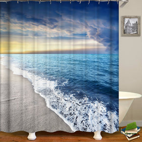 oceam shower curtains fabric luxury blue polyester cloth print bathroom curtains