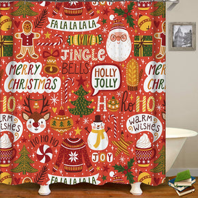 christmas shower curtains fabric Human skeleton red polyester cloth print bathroom curtains