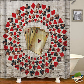 Card shower curtains fabric Human skeleton red polyester cloth print bathroom curtains