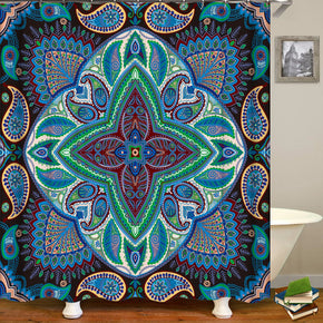 Decorative pattern shower curtains fabric shabby chic blue polyester cloth print bathroom curtains