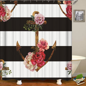 flower shower curtains fabric Human skeleton white polyester cloth print bathroom curtains