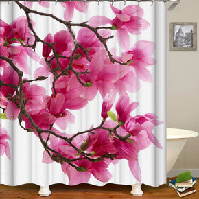 flower shower curtains fabric Human skeleton pink polyester cloth print bathroom curtains