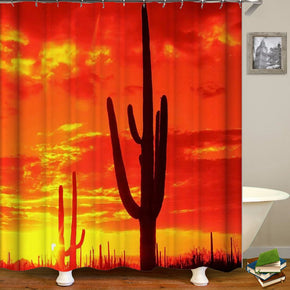 Setting sun shower curtains fabric Human skeleton red polyester cloth print bathroom curtains