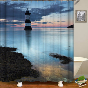 lighthouse shower curtains fabric Human skeleton blue polyester cloth print bathroom curtains