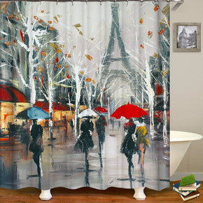 umbrella shower curtains fabric Human skeleton colorful polyester cloth print bathroom curtains