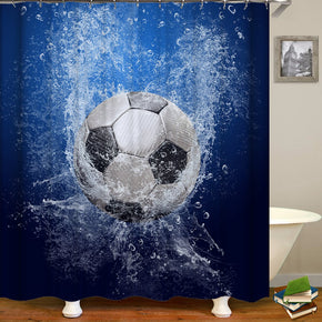 Football shower curtains fabric Human skeleton blue polyester cloth print bathroom curtains