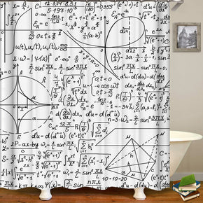 Mathematics shower curtains fabric Human skeleton white polyester cloth print bathroom curtains
