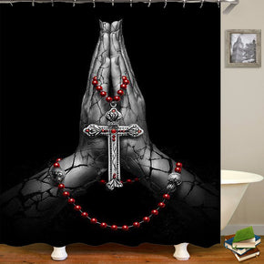 hand shower curtains fabric Human skeleton black polyester cloth print bathroom curtains