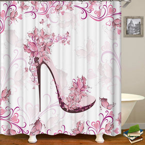 flower shower curtains fabric luxury pink polyester cloth print bathroom curtains