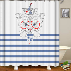 cat shower curtains fabric simplicity white polyester cloth print bathroom curtains