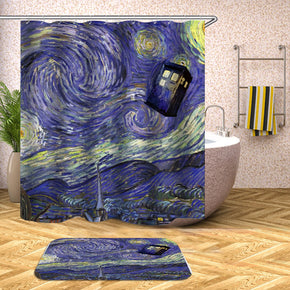 art shower curtains fabric funny blue polyester cloth print bathroom curtains