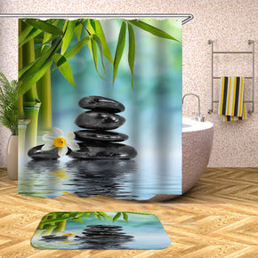 Bamboo shower curtains fabric Human skeleton green polyester cloth print bathroom curtains