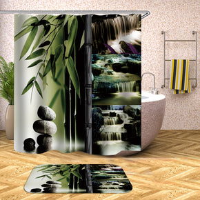 Bamboo shower curtains fabric Human skeleton green polyester cloth print bathroom curtains