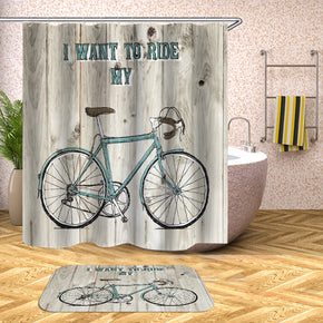 Bicycle shower curtains fabric simplicity grey polyester cloth print bathroom curtains