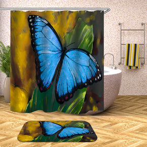 butterfly shower curtains fabric elegant blue polyester cloth print bathroom curtains