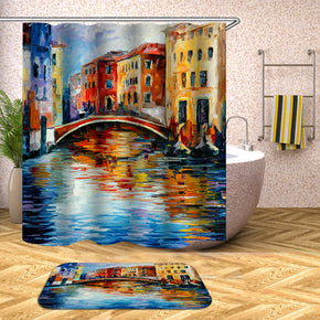 Bridge shower curtains fabric Human skeleton orange polyester cloth print bathroom curtains