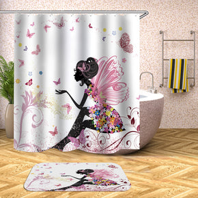 butterfly shower curtains fabric elegant pink polyester cloth print bathroom curtains
